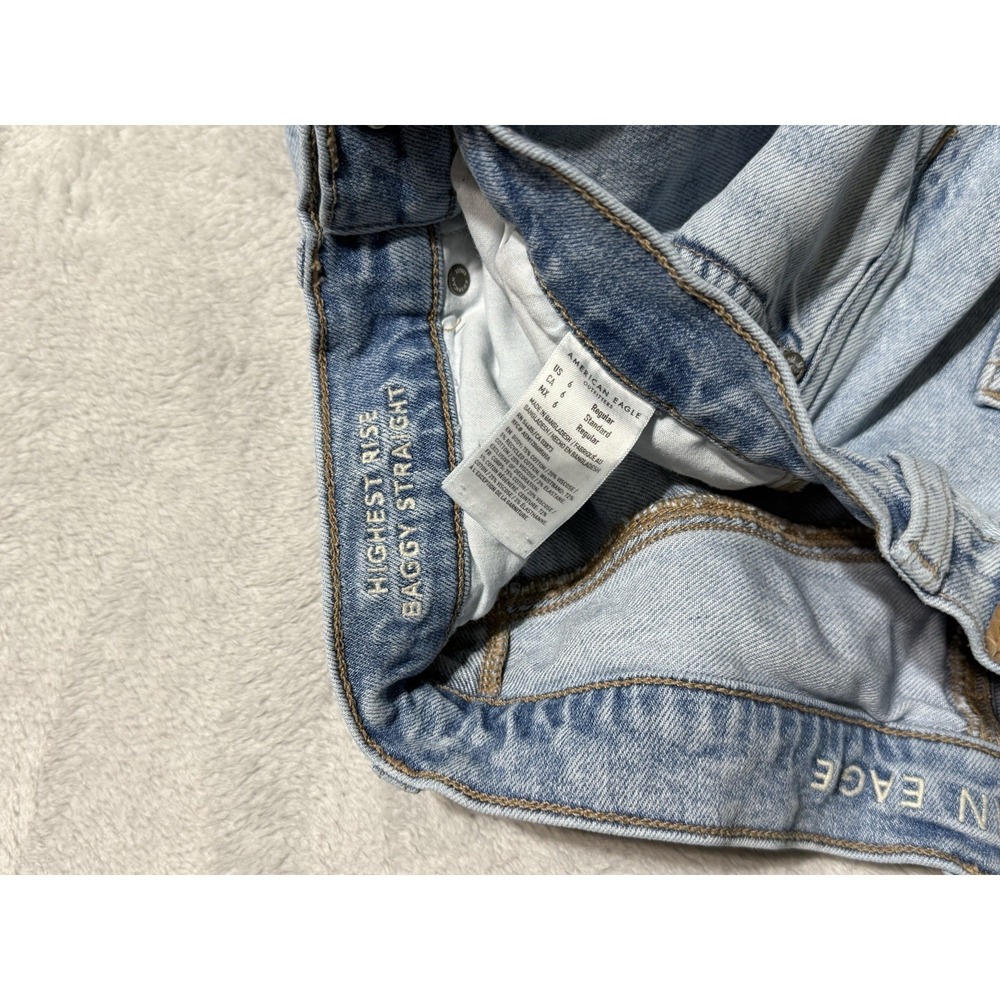 American Eagle Jeans Womens 6 Highest Rise Baggy Straight Leg Blue 27x30.5 - Picture 6 of 11